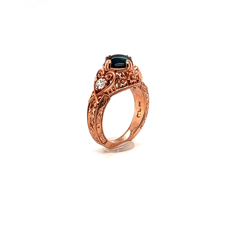 1.50CT NATURAL CAT-EYE TOURMALINE AND DIAMOND RING