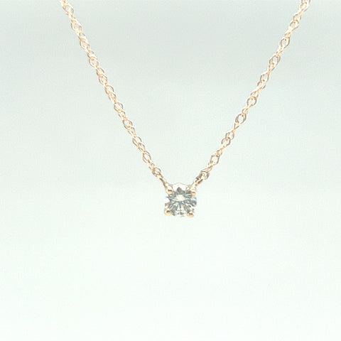 14k Yellow Gold Round Diamond Solitaire Necklace