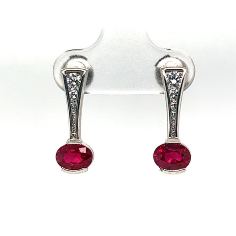 2.18 CTW RUBY AND DIAMOND EARRINGS