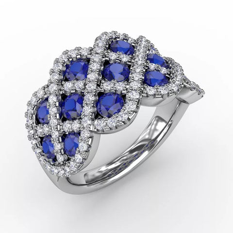 You and Me Emerald and Diamond Interweaving Ring R1370