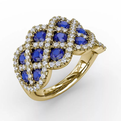 You and Me Emerald and Diamond Interweaving Ring R1370