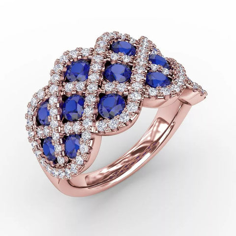 You and Me Sapphire and Diamond Interweaving Ring 1370
