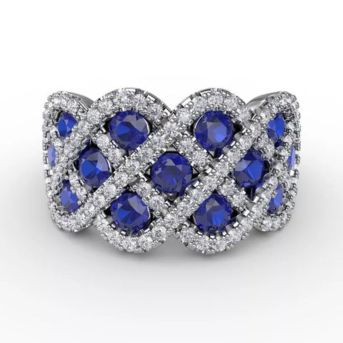 You and Me Sapphire and Diamond Interweaving Ring 1370