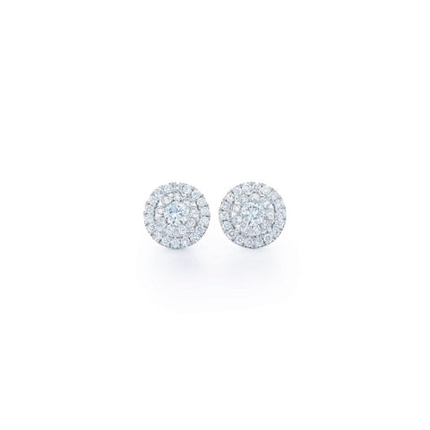 KWIAT Sunburst Stud Earrings with Diamond Halos E-2179-0-DIA-18KW