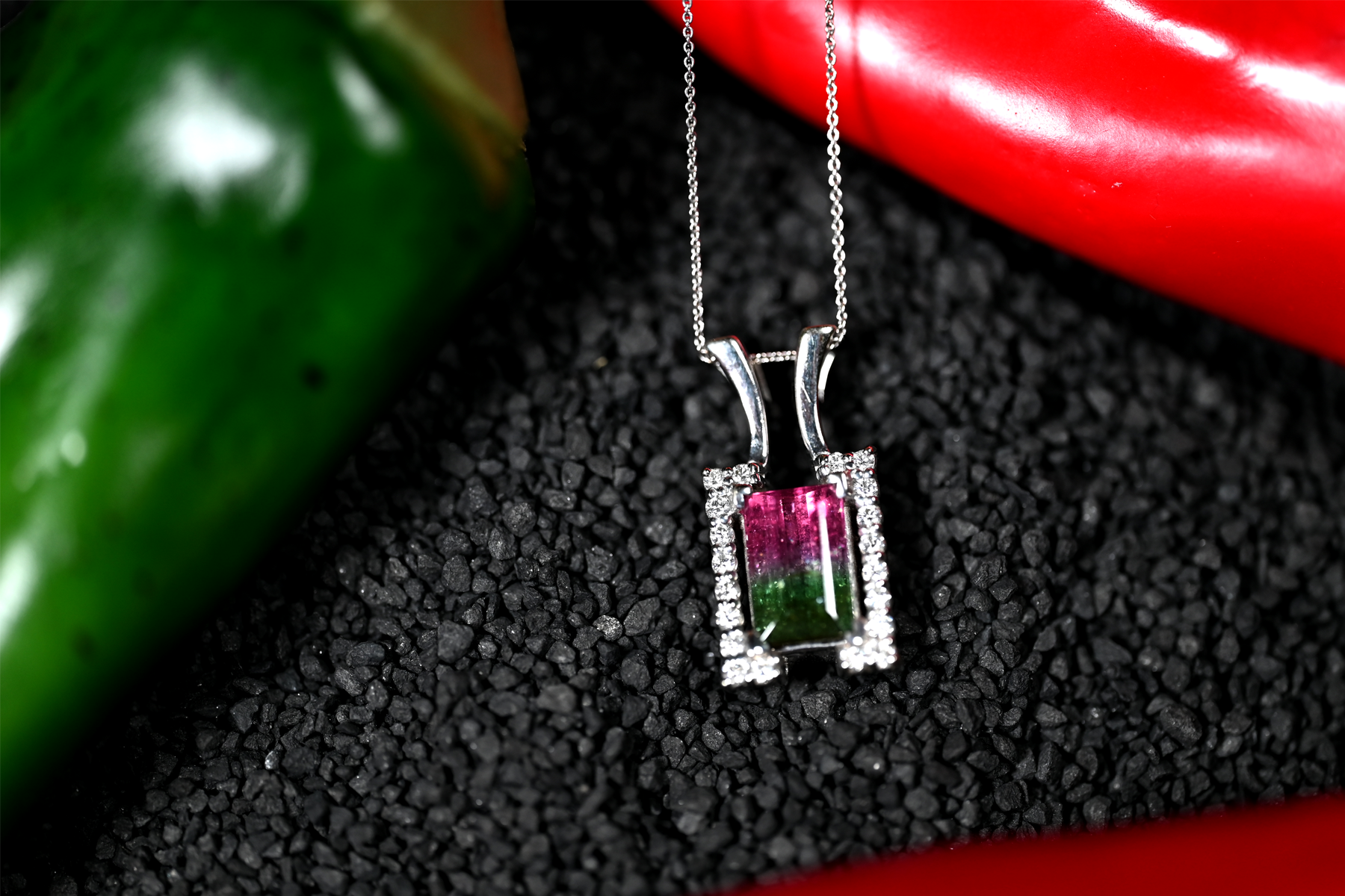 3.12ct Watermelon Tourmaline Custom Pendant Chalmers Jewelers