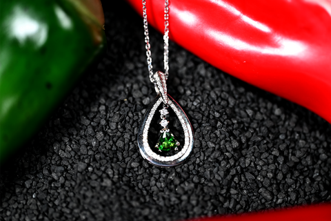 0.47CT Tsavorite Garnet and Diamond Custom Pendant