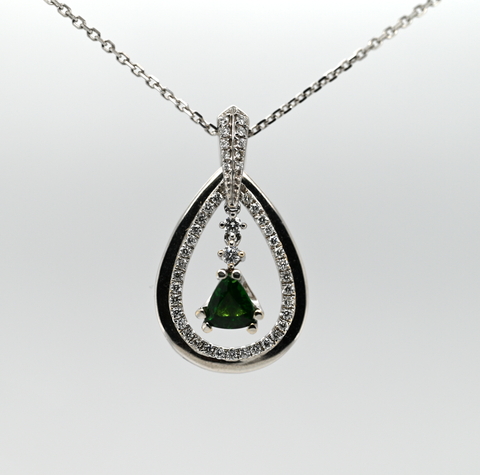 0.47CT Tsavorite Garnet and Diamond Custom Pendant