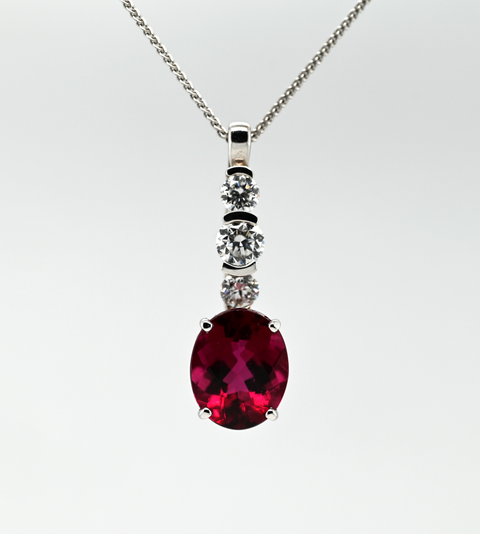 5.58ct Rubilite and Diamond Custom Pendant