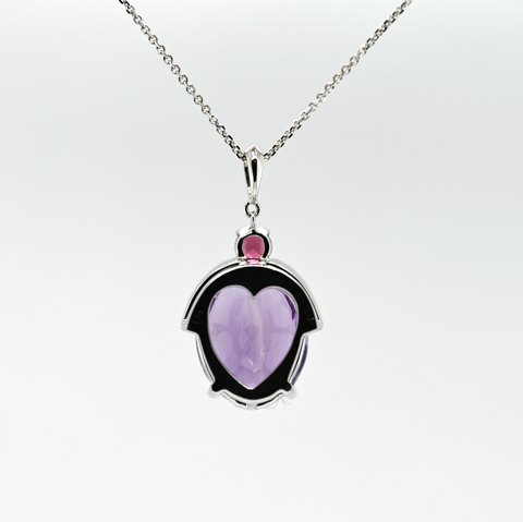 6.22CT AMETHYST, TOURMALINE AND DIAMOND PENDANT