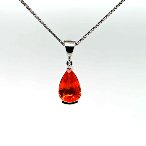 3.01CT Orange Sapphire Custom Pendant