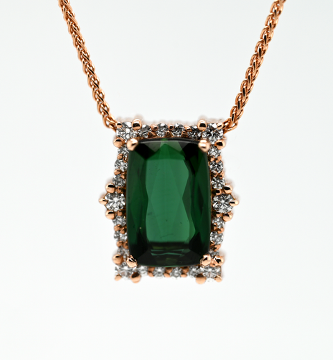 4.45ct Tourmaline and Diamond Custom Pendant