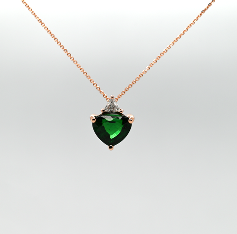 3.04CT CHROME TOURMALINE AND DIAMOND PENDANT