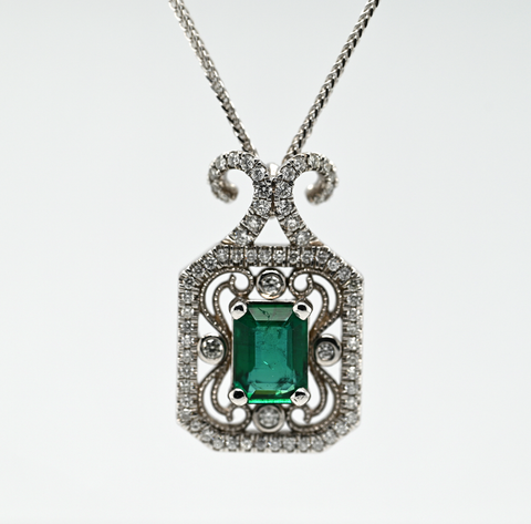 1.24ct Emerald & Diamond Pendant