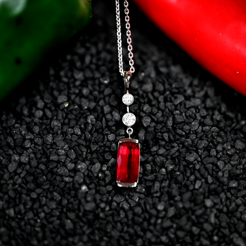 2.00CT NATURAL RUBY AND DIAMOND PENDANT