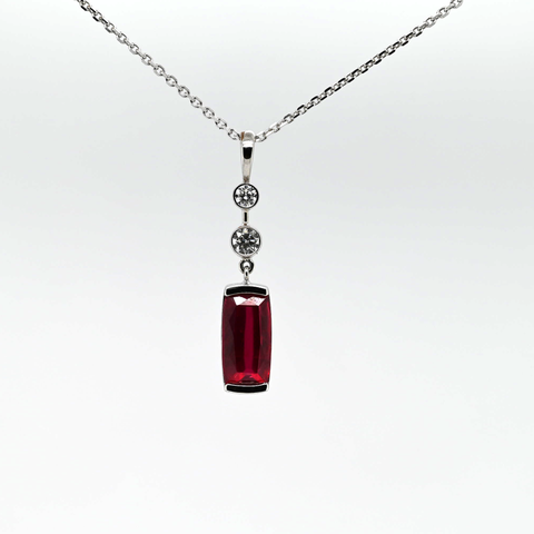 2.00CT NATURAL RUBY AND DIAMOND PENDANT
