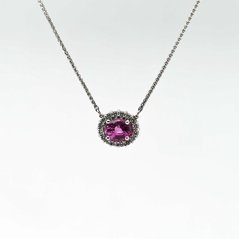 1.34ct Sapphire and Diamond Custom Pendant