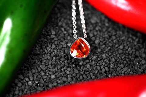 Platinum Custom 5.72ct Orange Sapphire Pendant