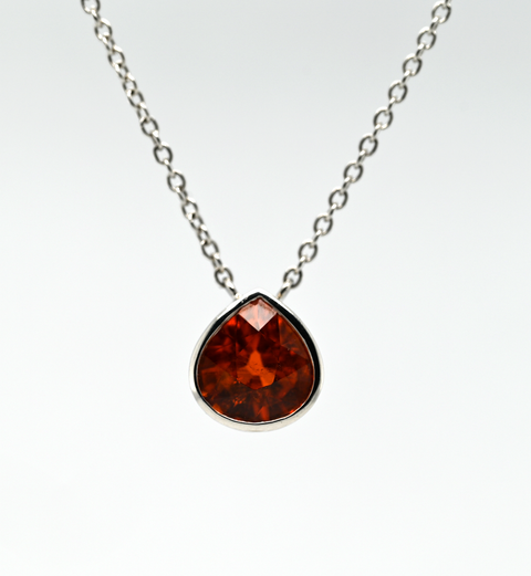 Platinum Custom 5.72ct Orange Sapphire Pendant