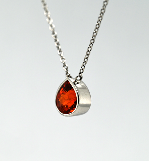 Platinum Custom 5.72ct Orange Sapphire Pendant