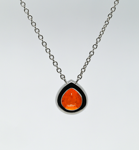 Platinum Custom 5.72ct Orange Sapphire Pendant