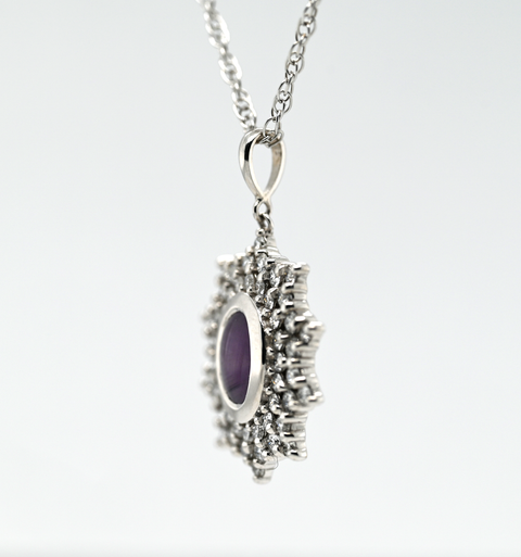 2.11CT PURPLE STAR SAPPHIRE AND DIAMOND CUSTOM PENDANT