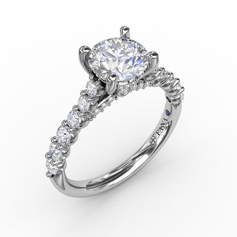 Fana Contemporary Diamond Solitaire Engagement Ring With Hidden Halo 3216