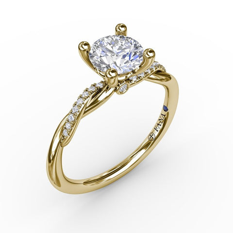 Fana Classic Round Diamond Solitaire Engagement Ring With Twisted Shank S4005