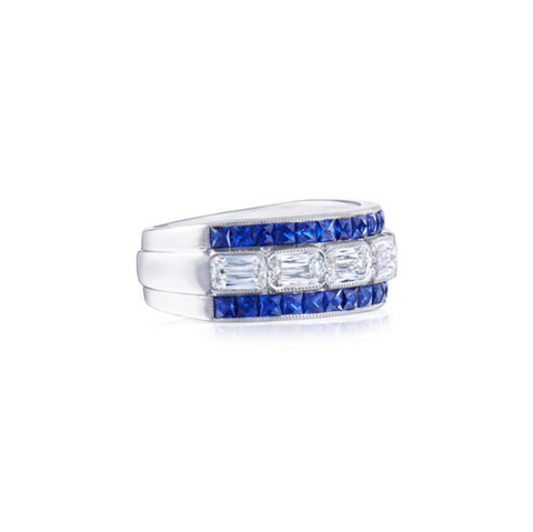 KWIAT ASHOKA Diamond and Sapphire Ring W-30041S-20-DIASAP-PLAT