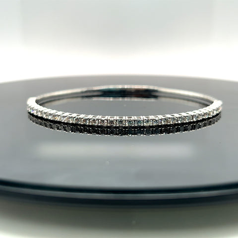 14k White Gold 1.86CTW Diamond Flex Bangle