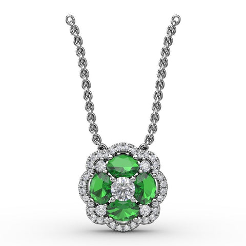 FANA Emerald and Diamond Cluster Pendant P1574E