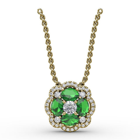 FANA Emerald and Diamond Cluster Pendant P1574E