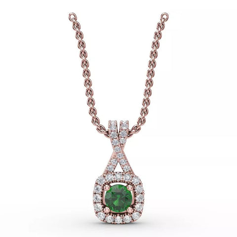 Fana Halo Emerald and Diamond Pendant 1631