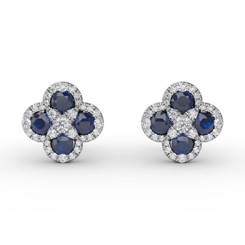 FANA Sapphire and Diamond Cluster Studs ER1643S