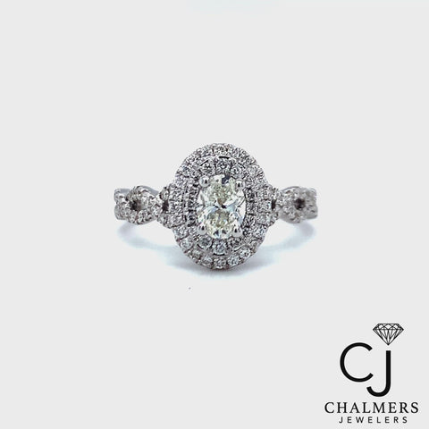 0.98ctw Oval Natural Diamond Engagement Ring
