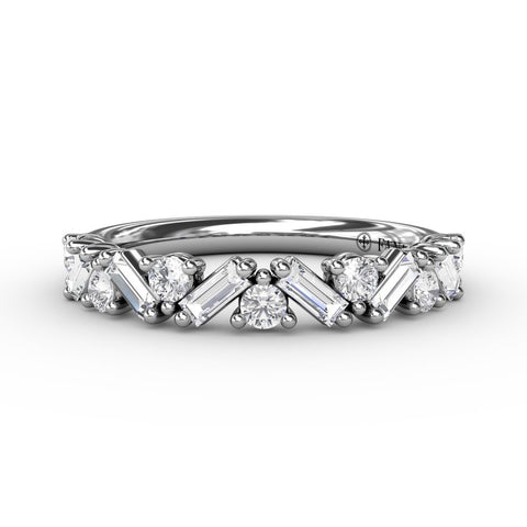 Fana Baguetteand Round Diamond Wedding Band W7426