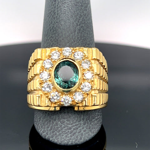 18K Yellow Gold 2.04CT Natural Alexandrite and Diamond Ring