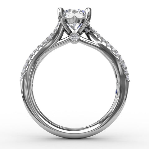 Fana Contemporary Solitaire Engagement Ring With Multi-Row Tapered Diamond Band S3115