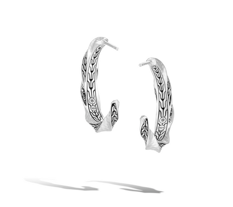 John Hardy Twisted Hoop Earrings EBS9003354BLSBN