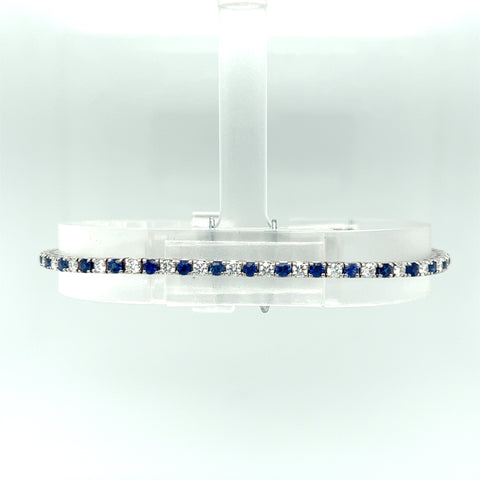 14k White Gold 2.42CTW Sapphire and Diamond Bracelet