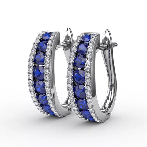 FANA Channel Set sapphire Fashion Hoops ER1348S