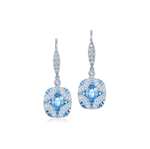 KWIAT Argyle Collection Aquamarine and Diamond Earrings E-28441-0-AQUDIA-18KW