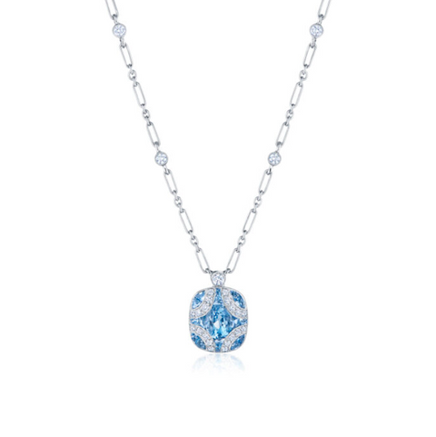 KWIAT Argyle Collection Aquamarine and Diamond Necklace N-28688-0-AQUDIA-18KW