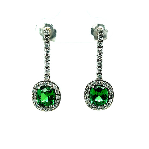 2.40ctw Tsavorite Garnet & Diamond Earrings