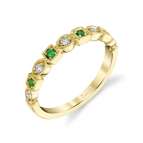 Modern Emerald Gemstone Wedding Band B0017 - EM - Chalmers Jewelers