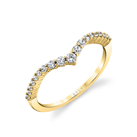 Sylvie Curved Chevron Diamond Wedding Band B0080