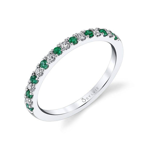 Classic Emerald & Diamond Wedding Band B4002-EM - Chalmers Jewelers
