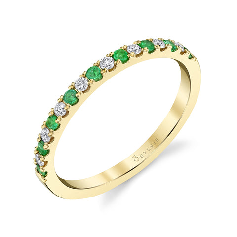 Sylvie Classic Emerald & Diamond Wedding Band B4002-EM