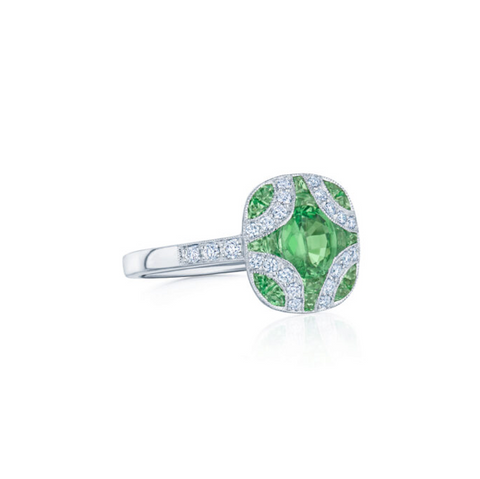 KWIAT Argyle Collection Tsavorite Garnet and Diamond Ring R-28115-0-TSADIA-18KW