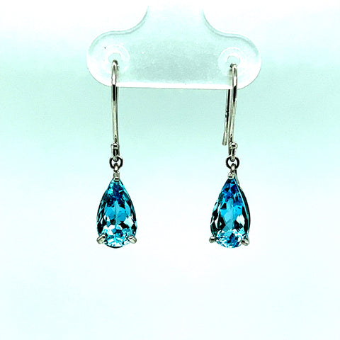 2.73 CTW Matched Pear Shaped Aquamarine Dangle Earrings