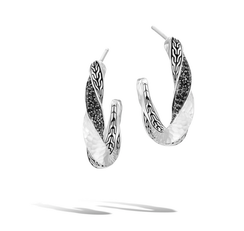 John Hardy Twisted Hoop Earrings EBS9003354BLSBN